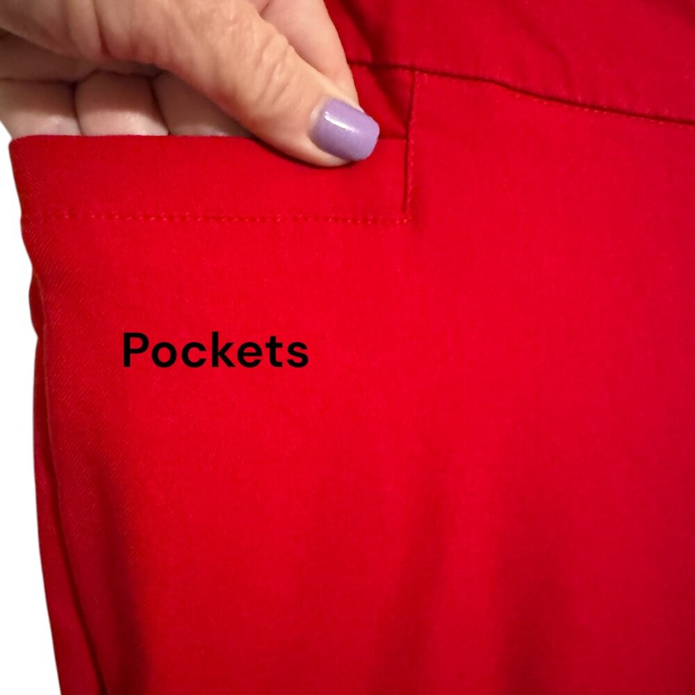 NWT KIM ROGERS PULL on STYLE TUMMY CONTROL RED PANTS 10 PETITE #C - Picture 3 of 7